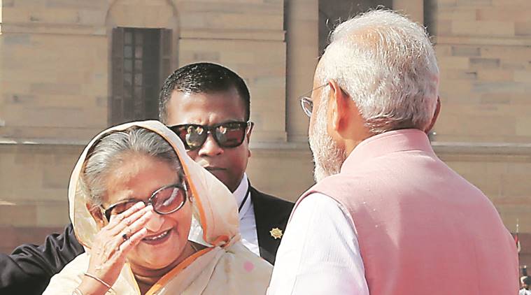 India, Bangladesh, Indo-Bangla, Narendra Modi, Sheikh Hasina, MoUs, defence pacts, infra pacts, modi-hasina, mamata banerjee, teesta river water sharing, new delhi-dhaka relations, india news, indian express