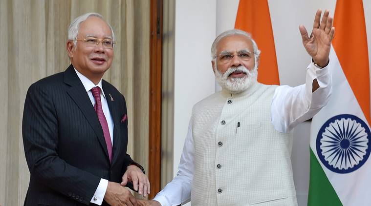 Narendra Modi, Malaysia, india malaysia, India malaysia relations, India malaysia meeting, Najib Razak, Modi malaysia, Modi najib razak, Malaysia PM Razak India visit, Razak India visit, Modi Razak, India Malaysia, India Mayalsia bilateral talks, Razak Rajinikanth, India news, Indian express