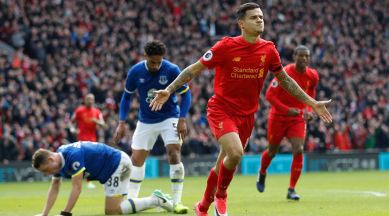 Philippe Coutinho, Philippe Coutinho goal, Philippe Coutinho news, Philippe Coutinho goal, Liverpool vs Everton, Everton Liverpool, sports news, sports, football news, Football, Indian Express