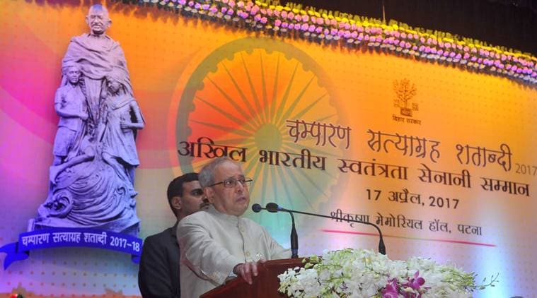 Pranab Mukherjee, satyagrag, Pranab mukherjee champaran satyagrah, champaran satyagrah, nitish kumar, president Pranab Mukherjee, india communalism, communalism, Champaran Satyagraha Centenary Event, latest news, latest india news, indian express