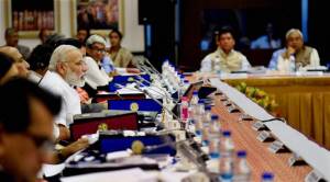 New Delhi: Prime Minister Narendra Modi chairing the 3rd Governing Council Meet of the NITI Aayog, in New Delhi on Sunday. PTI Photo/PIB(PTI4_23_2017_000026B)
