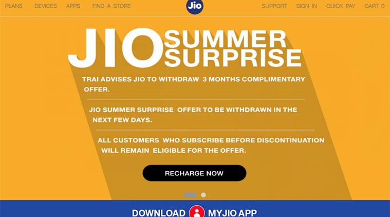Reliance Jio, Reliance TDSAT, TDSAT tribunal, Reliance Jio Summer Surprise Offer, Jio Summer Surprise, TDSAT Reliance Jio case, Reliance Jio free offer