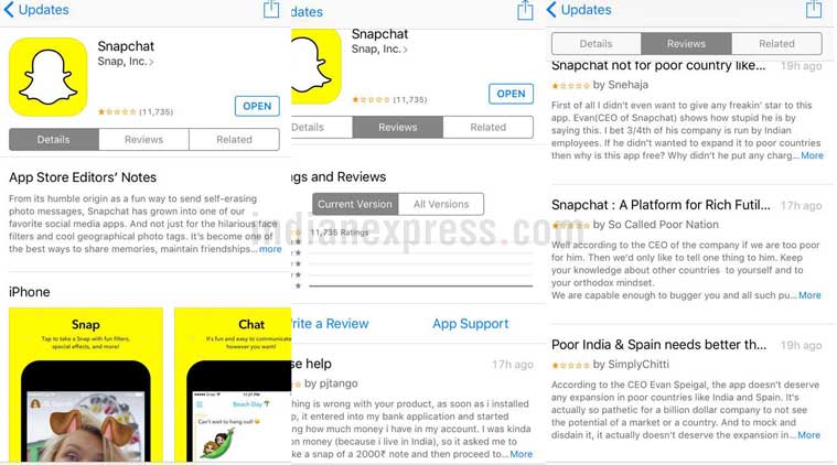 Snapchats App Store Ratings Down To One Star Thanks To ‘poor India 