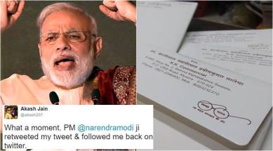 narendra modi, narendra modi twitter, narendra modi follows man on twitter viral, narendra modi swachh bharat abhiyan, narendra modi twitter swachh bharat abhiyan, narendra modi trending, narendra modi twitter viral, indian express, indian express news, indian express trending