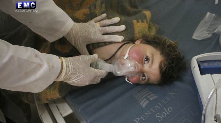 Syria, Syria chemical attack, Syria chemical gas, syria sarin gas, israel on syria attack, Benjamin Netanyahu, UNSC meet on Syria attack, World news, Indian express
