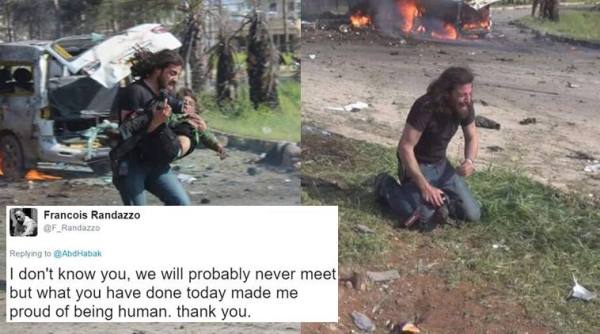 syrian photographer, syrian photographer viral photo, syrian photographer viral Abd Alkader Habak, syrian photographer carrying child photo viral, syrian photographer crying photo viral, indian express, indian express trending, trending news, indian express trending