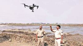 thane police, thane police drones, illegal liquor drones, kopardi rape, thane news, indian express