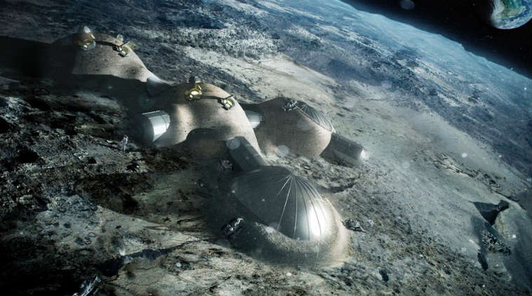 ESA, 3d printed bricks, simulated moondust,ESA, 3D printer table, Lunar 3d printing plus  solar concentrartor, lunar construction, 3D printer plus solar concentrator, in situ resource utilisation,ESA's Materials and Processes, Science, Science news