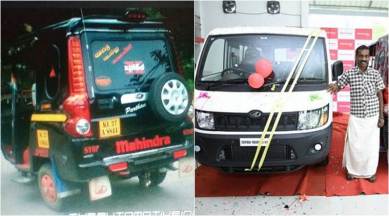 mahindra, mahindra cars, mahindra ceo, Anand Mahindra, Anand Mahindra gift car to autodriver, mahindra scorpio, Mahindra CEO gift car to auto driver, Karnataka auto scorpio, good news, business news, indian express
