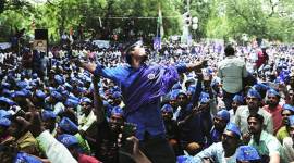 Bhim army, Bhim army protest, Saharanpur violence, protest against Saharanpur violence, BHim Army demonstrations on Saharanpur violence, Bhim Army chief Chandrashekhar, Bhim Army rally, Jantar Mantar, indian express news  