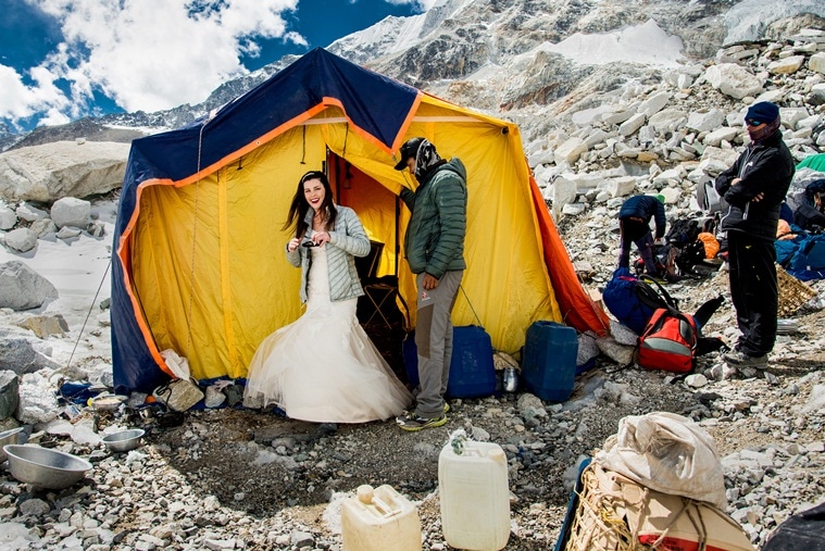 wedding, wedding photography, unusual wedding, destination wedding, mt everest, wedding on mt everest, wedding on everest, adventure wedding photography, adventure wedding, viral photos, viral news, trending news, latest news, indian express