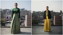 fashion, designer wears, designer exhibition, exhibition in London, colors and textiles, indian textiles, raw mango, chanderi textiles, indian express, indian express news