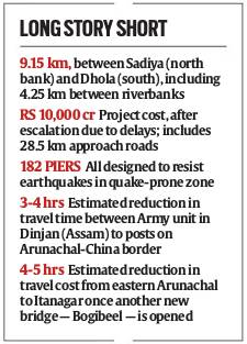 brahmputra, brahmputra bridge, India's longest bridge, longest bridge, bhahmputra, brahmputra longest bridge, Tinsukia, narendra Modi, Road transportaion, Arunachal pradesh, modi, PM Modi, India news, indian express news, India's lomgest bridge inauguration