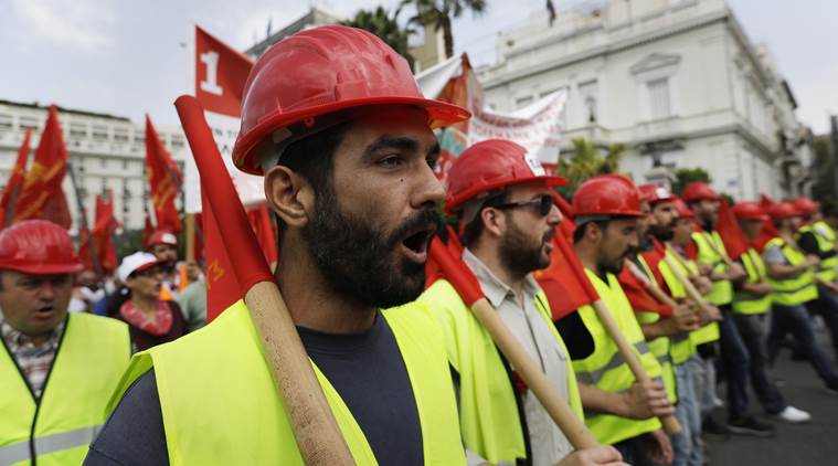 Greece, Labour Day protests, Greece union protests, Greece strike, nation-wide strike in Greece, Greece economy, World news, Indian Express