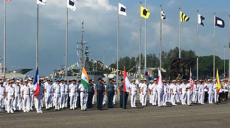 Indian Navy, International Maritime Review, IMR, IMR Singapore, Changi Naval base, Indian Navy chief, Admiral Sunil Lanba, India Navy, Indian Navy warships, Indian naval warships, Indian warships, India news, indian express news, Simbex 2107