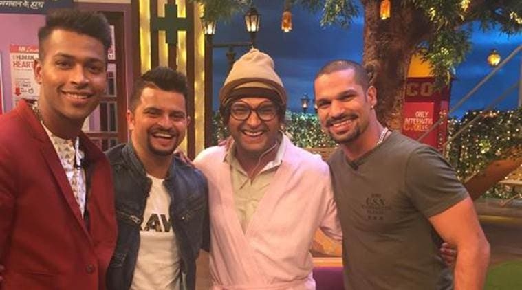 Shikhar Dhawan, Suresh Raina, Hardik Pandya, The Kapil Sharma Show, Kapil Sharma, ICC Champions Trophy, sports news, sports, cricket news, Cricket, Indian Express