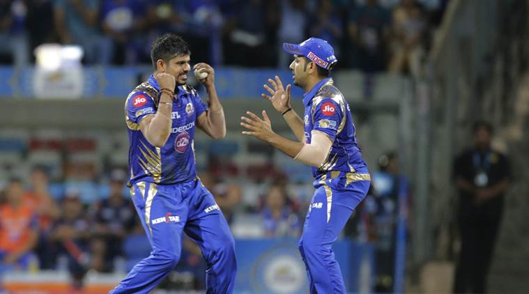 ipl 2017, mumbai indians, mi, Karn Sharma, Karn, MI vs RCB, mumbai indians vs Royal Challengers Bangalore, rcb IPL 2017, Royal Challengers Bangalore, Indian Premier League, Harbhajan Singh, Harbhajan, Rohit Sharma, cricket news, cricket, sports news, Indian Express