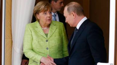 Angela Merkel, Angela Merkel Russia visit, Germany Russia ties, Angela Merkel Vladimir Putin, Vladimir Putin, Merkel Putin, World news, Indian Express
