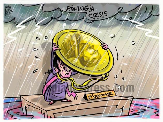mika cartoon, mika aziz cartoon, aung san suu kyi, myanmar crisis, rohingya muslim, rohingya crisis