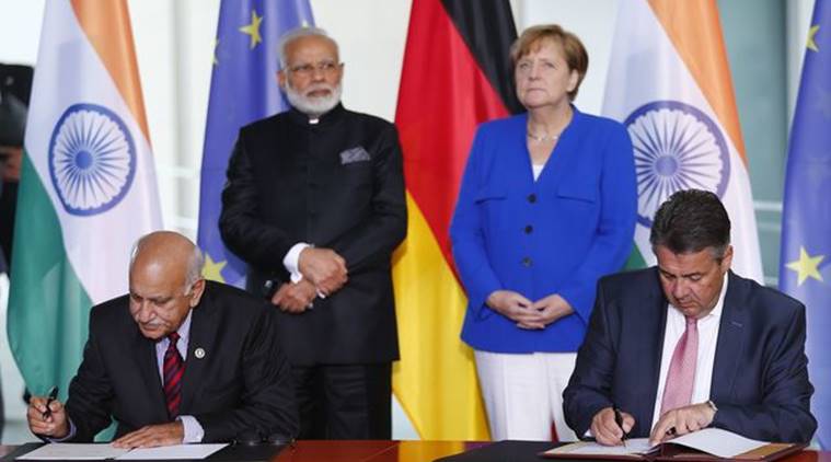 Prime Minister Narendra Modi, Modi Germany, Modi four nation tour, Modi in Germany, Modi Germany live updates, Modi Russia, Angela Merkel, Modi Merkel, India news, Indian Express