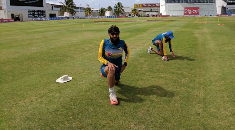 Pakistan vs West Indies, Pak vs WI, WI vs Pak, Misbah-ul-Haq, Younis Khan, Misbah hundred, Younis batting, Shanon Gabriel, Yasir Shah, Azhar Ali, sports news, sports, cricket news, Cricket, Indian Express