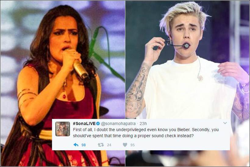 justin bieber indian concert, sona mohapatra justin bieber, sona mohapatra tweet, sona mohapatra image