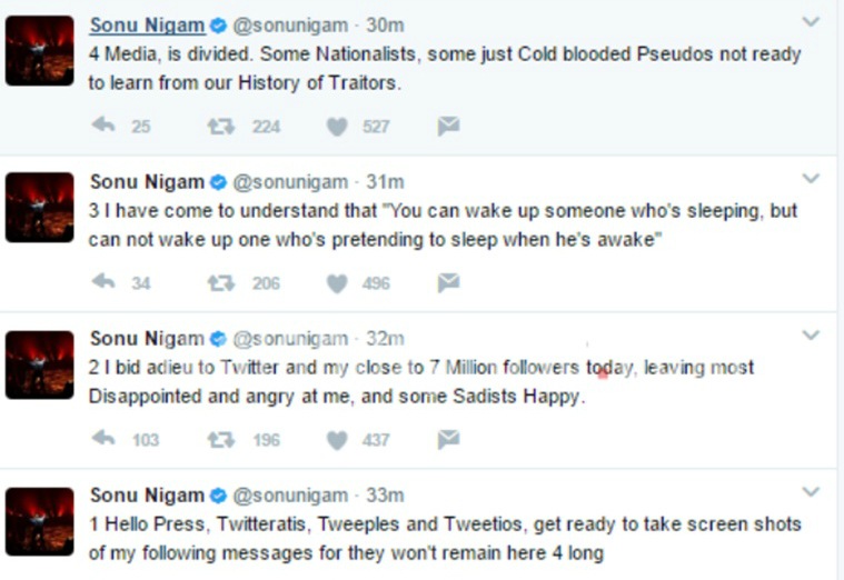 sonu nigam, sinu nigam twitter, sonu nigam tweets