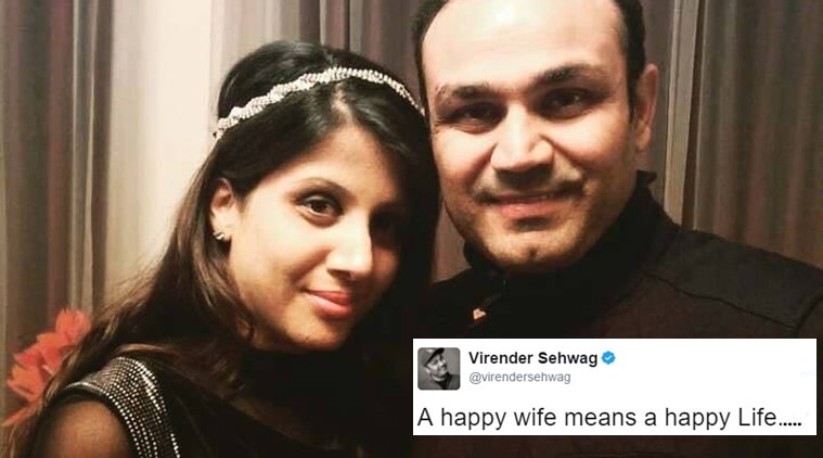 virender sehwag, virender sehwag tweet, virender sehwag twitter, virender sehwag wife twitter, sehwag twitter happy marriage secret, sehwag watching match in movie hall tweet photo, indian express, indian express news