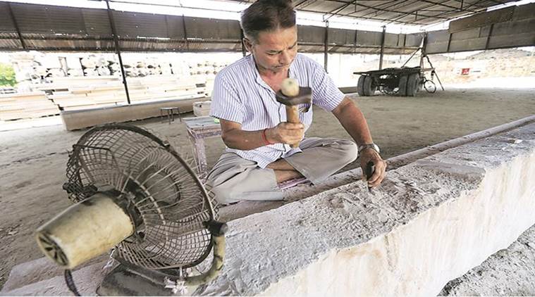 Ayodhya, Ram Temple case, Babri Majid demolition, artisans, vhp workshop, indian express news