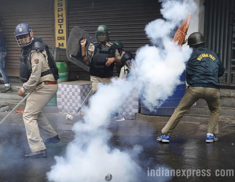 Darjeeling violence, Darjeeling agitation, Darjeeling Gorkhaland demand, GJM, Gorkhaland, GJM supporters versus police, Bimal Gurung