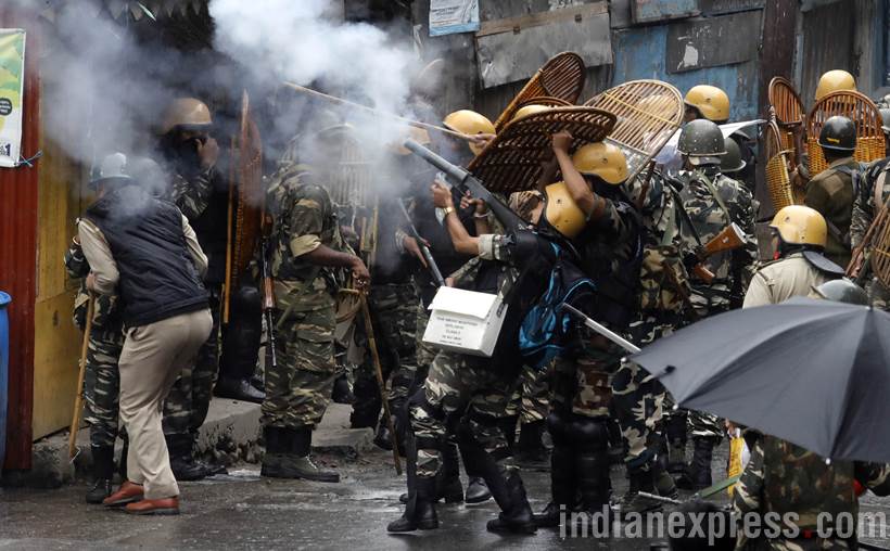 Darjeeling violence, Darjeeling agitation, Darjeeling Gorkhaland demand, GJM, Gorkhaland, GJM supporters versus police, Bimal Gurung
