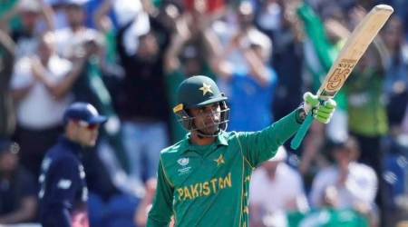 Cardiff : Pakistan's Fakhar Zaman celebrates scoring 50 runs during the ICC Champions Trophy semifinal cricket match between England and Pakistan at The Cardiff Stadium in Cardiff, Wales Wednesday, June 14, 2017.AP/PTI(AP6_14_2017_000260B)