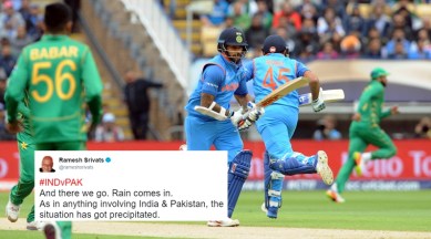 india versus pakistan, ind vs pak, rain stops play, icc champions trophy, india versus pakistan memes jokes, indian express, indian express news
