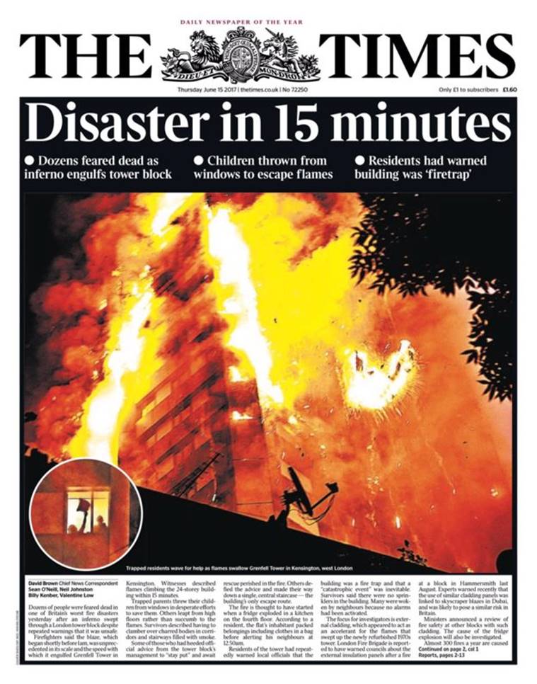 London fire How British newspapers reported the Grenfell Tower tragedy