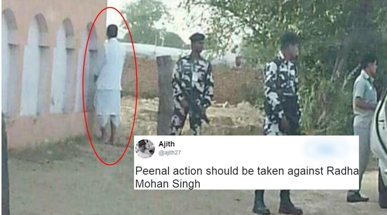 Viral Pics Of Agri Minister Radha Mohan Singh Urinating Gets Twitterati