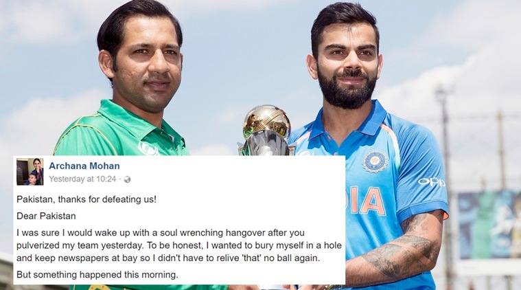 pakistan beat india, india v pakistan, india vs pakistan, indvspak, icc champions trophy, icc champions trophy 2017 final, archana mohan, indian express, indian express news