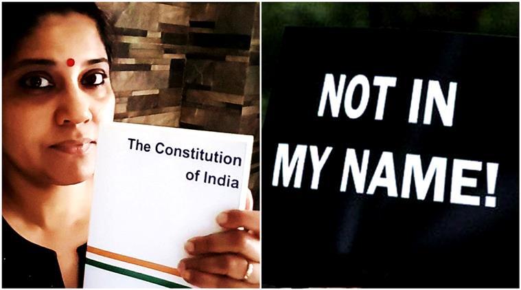 renuka shahane, not in my name, not in my name protest, junaid khan lynching, junaid khan, junaid khan murder, muslim lynching, indian express, indian express news