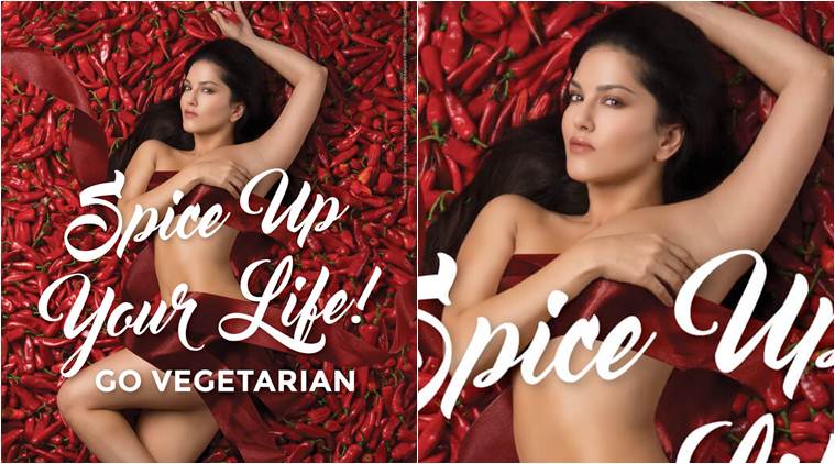 Sunny Leone outruns a bed of chillies in hotness quotient in new PETA ad,  see photo | Entertainment News,The Indian Express