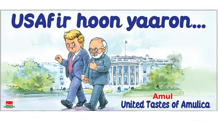 Amul Topical gives Narendra Modi-Donald Trump's rendezvous a creative song twist | Trending News,The Indian Express Amul Topical gives Narendra Modi-Donald Trump's rendezvous a creative song twist | Trending News,The Indian Express