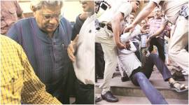 sitaram yechury, yechury press conference, yechury heckled, yechury video, CPM press conference, sitaram yechury heckled, sitaram yechury manhandled