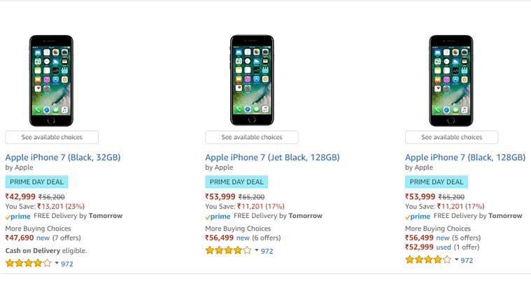 Amazon Prime Day Deals Apple Iphone 7 At Rs 42 999 Iphone 6s At Rs 34 999 And More Technology News The Indian Express