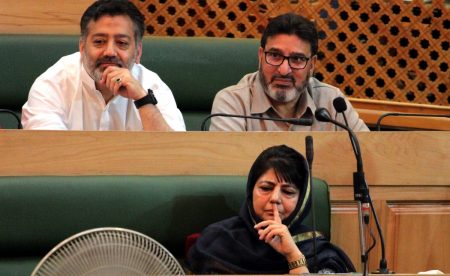 Jammu and kashmir Chief minister Mehbooba Mufti during The J&K government is likely to place the S-GST bill in the Assembly on Friday after receiving the Presidential Order for implementation of Goods and Service Tax (GST) regime.Express Photo By Shuaib Masoodi 07-07-2017