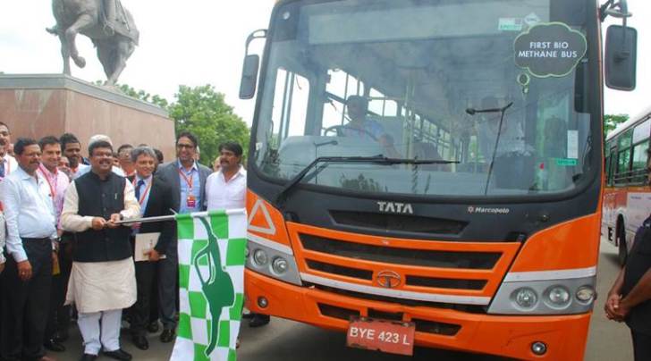 biomethane bus, biocng bus, tata motors methane bus, bio-cng bus, tata motors biomethane bus, indian express news