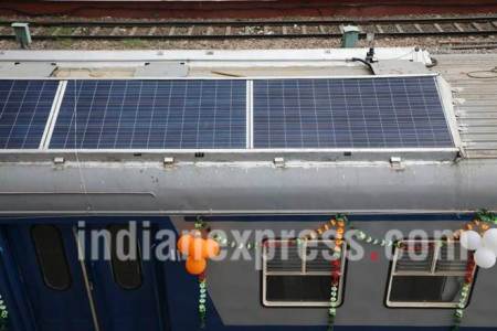 solar trains, solar-powered trains, solar-powered DEMU trains, DEMU trains, indian railways, Suresh prabhu, Northen Railway, Indian railway, Indian Express picture gallery, picture gallery,