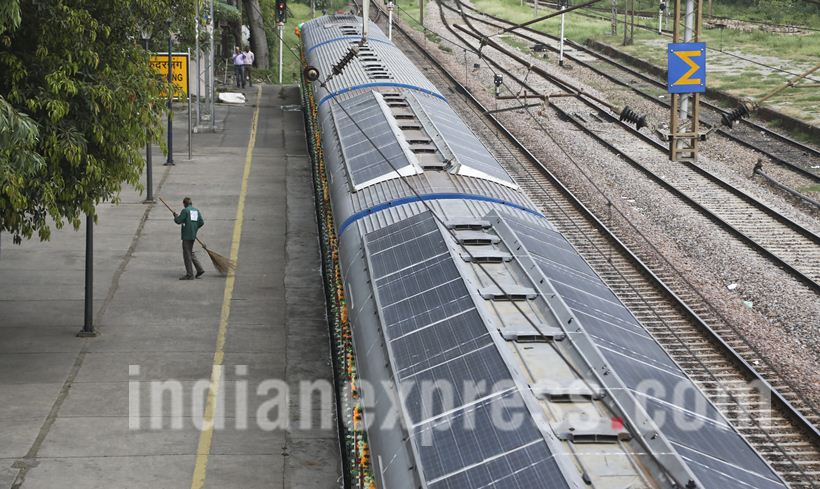 solar trains, solar-powered trains, solar-powered DEMU trains, DEMU trains, indian railways, Suresh prabhu, Northen Railway, Indian railway, Indian Express picture gallery, picture gallery,