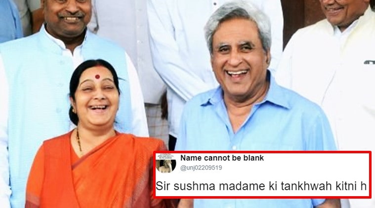 sushma swaraj, sushma swaraj governor swaraj, governor swaraj sushma swaraj salary tweet, governor swaraj twitter sushma swaraj tweet, governor swaraj sushma swaraj twitter salary hilarious reply, indian express, indian express news