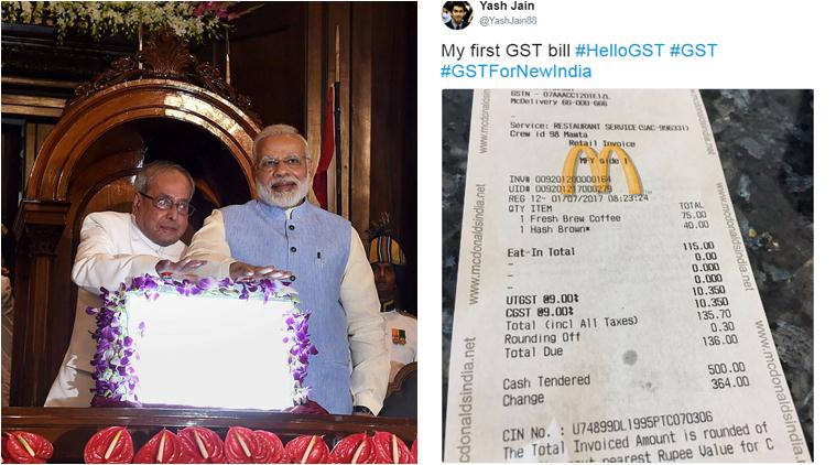 Goods and Service tax, gst, gst rollout, gst first bills, gst bills on twitter, invoice with gst, gst jokes, gst memes, gst impact, indian express, india news, business news,