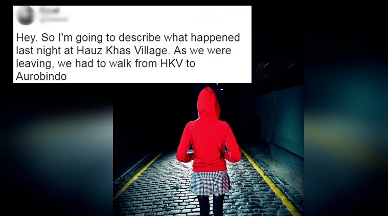 sexual harassment, girl abducted in hauz khas, twitter user narrates story of abduction, molestation in delhi's jauz khas village, indian express, indian express news