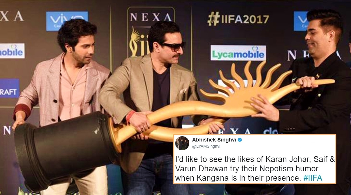 karan johar, saif ali khan, varun dhawan, iifa awards, nepotism rocks, karan saif varun nepotism, kangana ranaut, kangana nepotism, nepotism debate, indian express, indian express news
