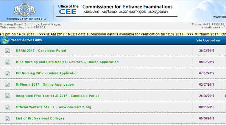 KEAM Kerala NEET rank list 2017 announced at cee kerala and